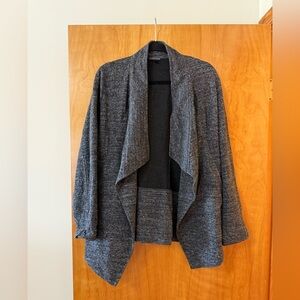 Eileen Fisher Gray Terrazzo Draped Jacket Shrug Open Front Cardigan Asymmetrical